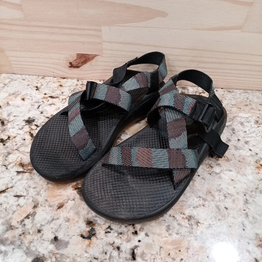 Chaco Z1 Classic Mens Sandals Size 9 Striped Teal Brown Hiking Sport Strappy